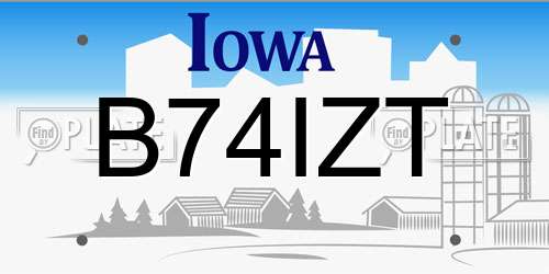 B74IZT Iowa License Plate