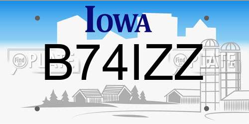 B74IZZ Iowa License Plate