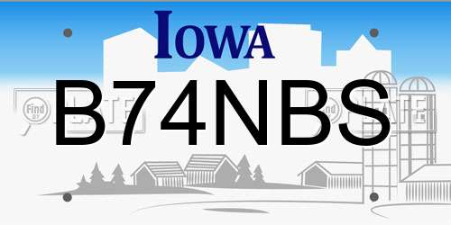B74NBS Iowa License Plate