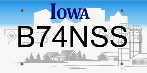 B74NSS Iowa License Plate