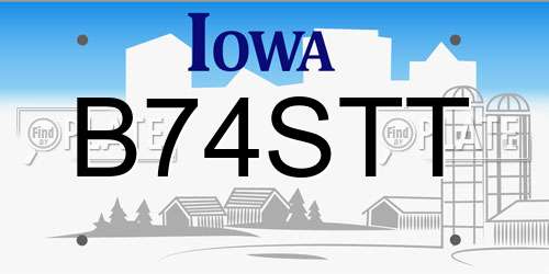 B74STT Iowa License Plate