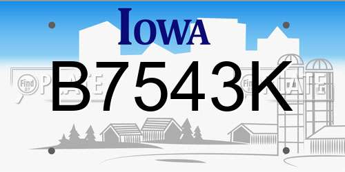 B7543K Iowa License Plate