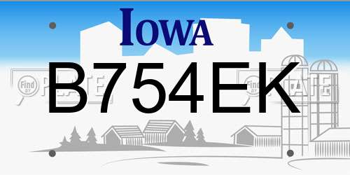 B754EK Iowa License Plate
