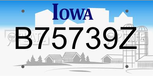 B75739Z Iowa License Plate