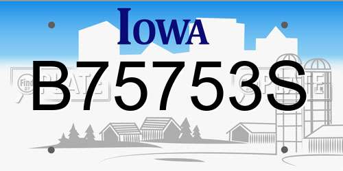 B75753S Iowa License Plate