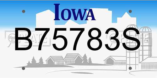 B75783S Iowa License Plate