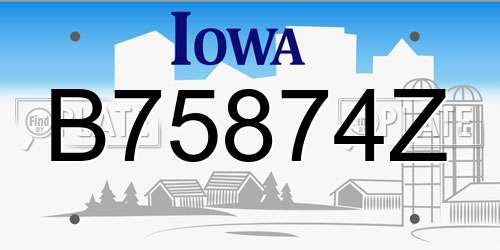 B75874Z Iowa License Plate