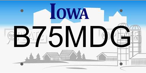 B75MDG Iowa License Plate