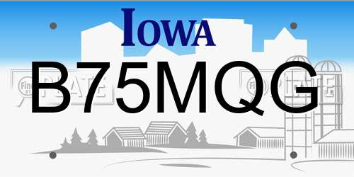B75MQG Iowa License Plate