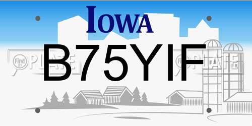 B75YIF Iowa License Plate