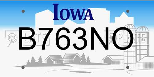 B763NO Iowa License Plate