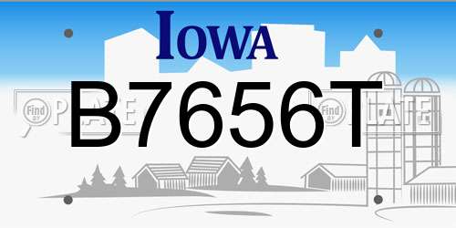 B7656T Iowa License Plate