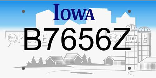 B7656Z Iowa License Plate