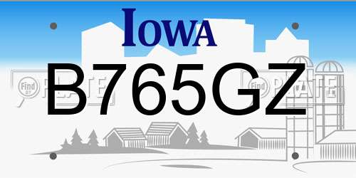 B765GZ Iowa License Plate