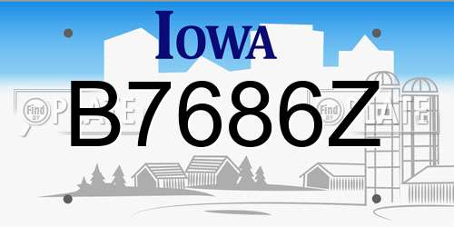 B7686Z Iowa License Plate