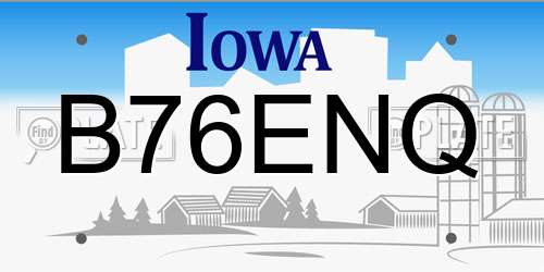 B76ENQ Iowa License Plate