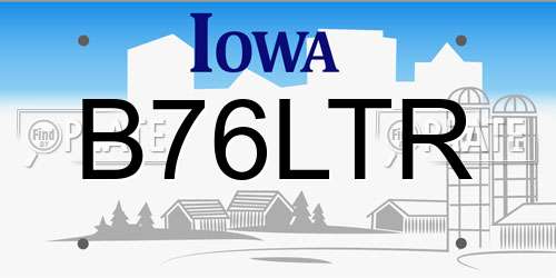 B76LTR Iowa License Plate