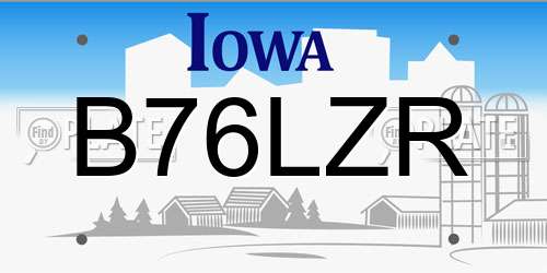 B76LZR Iowa License Plate