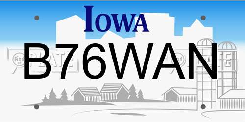 B76WAN Iowa License Plate