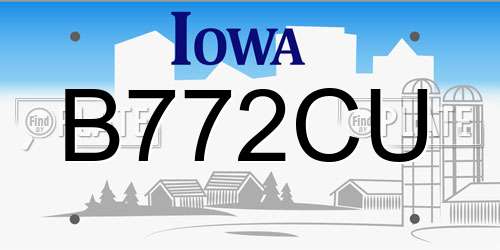 B772CU Iowa License Plate