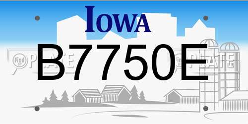B7750E Iowa License Plate