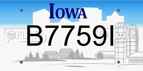B7759I Iowa License Plate