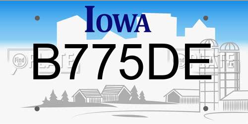 B775DE Iowa License Plate