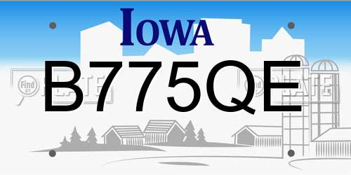 B775QE Iowa License Plate