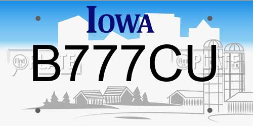 B777CU Iowa License Plate
