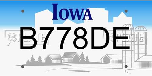 B778DE Iowa License Plate