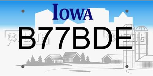B77BDE Iowa License Plate