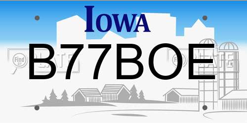 B77BOE Iowa License Plate