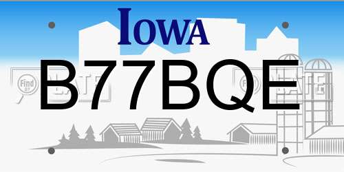 B77BQE Iowa License Plate