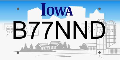 B77NND Iowa License Plate