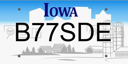 B77SDE Iowa License Plate