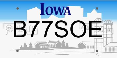 B77SOE Iowa License Plate