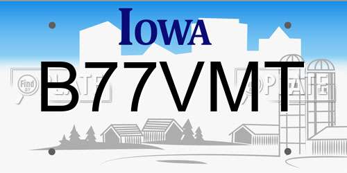 B77VMT Iowa License Plate