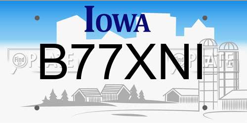 B77XNI Iowa License Plate