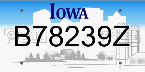B78239Z Iowa License Plate