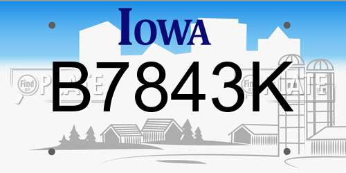 B7843K Iowa License Plate