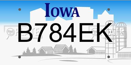 B784EK Iowa License Plate