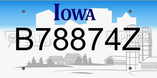 B78874Z Iowa License Plate