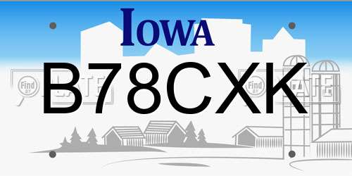 B78CXK Iowa License Plate