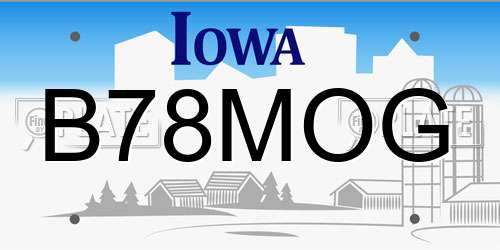 B78MOG Iowa License Plate