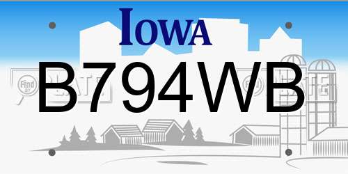 B794WB Iowa License Plate