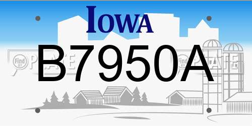 B7950A Iowa License Plate