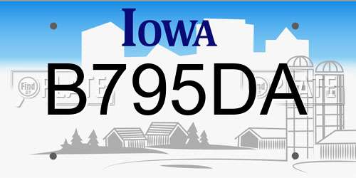 B795DA Iowa License Plate