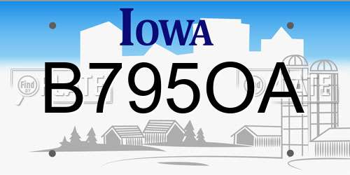B795OA Iowa License Plate