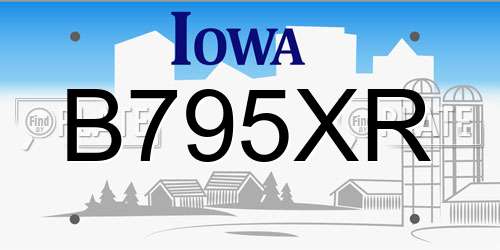 B795XR Iowa License Plate