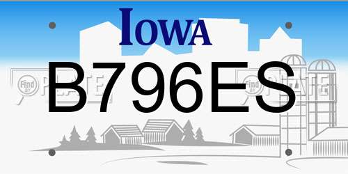 B796ES Iowa License Plate